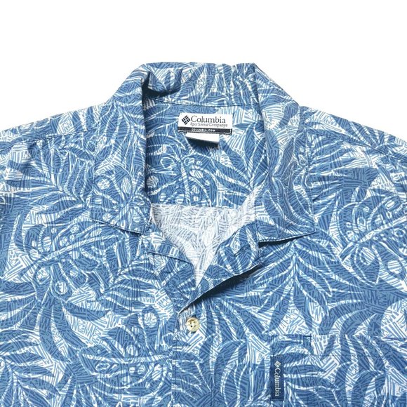 Columbia Other - Columbia Men's Blue Tropical Print Hawaiian Island Aloha Button Front Shirt